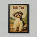 Shih Tzu dog portrait in a framed poster with text 