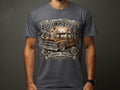 Brown Pride Lowrider Tradition design on a t-shirt featuring a vintage pickup truck and roses.
