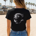 Black t-shirt with a black and white graphic of Jesus Christ on the cross.
