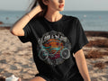 Black t-shirt with a 