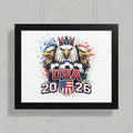 USA 2026 soccer logo with eagle heads and crown.