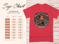 Gildan 5000 Heavy Cotton T-shirt size chart showing width and length measurements.