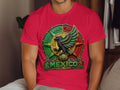 Red t-shirt with Mexican eagle emblem and 