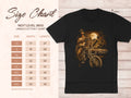 Next Level 3600 unisex t-shirt size chart with measurements.