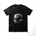Black t-shirt with a grayscale depiction of Jesus Christ on the cross.