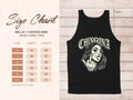 Size chart for Bella + Canvas 3480 unisex jersey tank top with graphic.