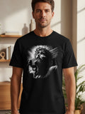 Black t-shirt featuring a close-up of Jesus Christ on the cross.