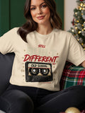 Cream t-shirt with red text 