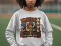 World Cup 2026 USA-Canada-Mexico graphic sweatshirt with trophy and roses.