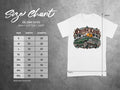 Gildan 5000 t-shirt size chart with measurements in inches.