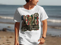 2026 World Cup USA-Canada-Mexico logo on a white t-shirt.