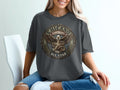 Dark grey t-shirt with a circular 