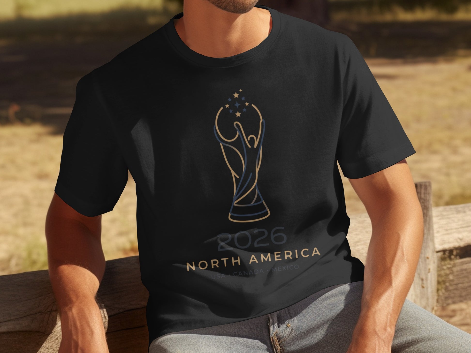 Black t-shirt with 2026 North America tournament logo and text.