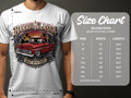 Size chart for Gildan 5000 Heavy Cotton T-Shirt with measurements.