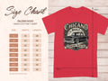 Gildan 5000 Heavy Cotton T-Shirt size chart with graphic of 