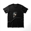 Black t-shirt with realistic portrait of Jesus wearing a crown of thorns.