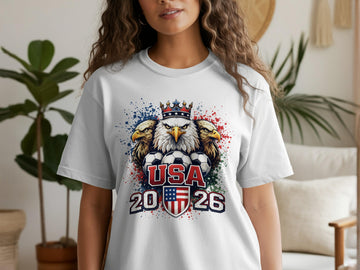 USA Soccer 2026 T-Shirt, Patriotic Bald Eagle Graphic Tee