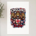 England 2026 logo with three lions and soccer balls.