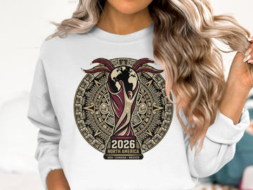 Sweatshirt with 2026 North America USA, Canada, Mexico graphic.