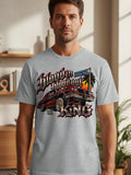 Grey t-shirt with a lowrider car graphic and 