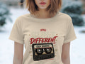 T-shirt with vintage cassette tape graphic and text 