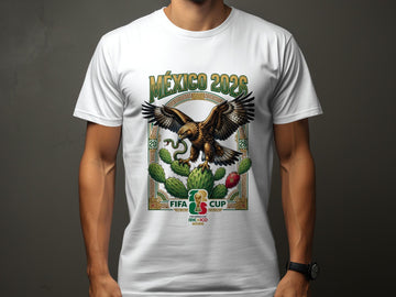 Mexico 2026 FIFA World Cup T-Shirts, Eagle Snake Cactus Design, Mexican Soccer Fan Apparel, Football Tournament Souvenir
