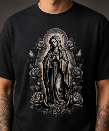 Our Lady of Guadalupe T-Shirt | Virgin Mary Devotional Tee | Chicano Art Religious Icon Shirt | Mexican Culture Catholic Gift Top