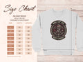 Gildan 18000 sweatshirt size chart with World Cup 2026 North America graphic.