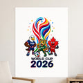 2026 World Cup mascot characters representing USA, Mexico, and Canada.