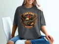 Dark gray t-shirt with Chicano Brown Pride All Star eagle graphic.