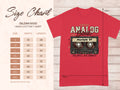 Gildan 5000 size chart for heavy cotton t-shirt with analog soul mixtape graphic.