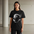 Black t-shirt with a grayscale graphic of Jesus Christ on the cross.