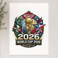 2026 World Cup logo for Canada, featuring a trophy and stars.