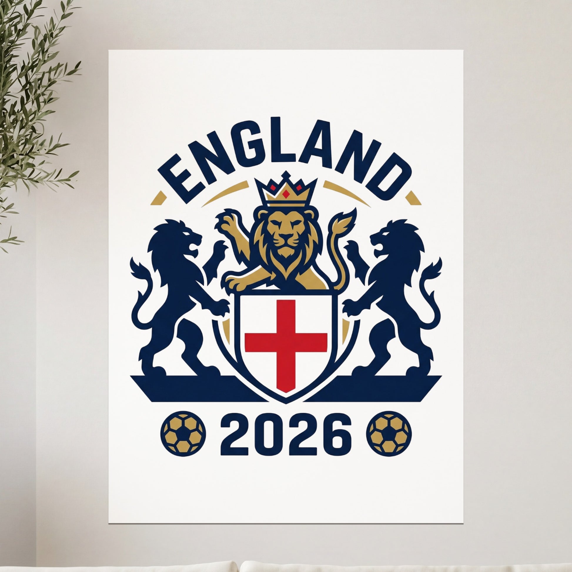 England crest with lion and shield, "England 2026" text.