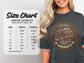 Comfort Colors 1717 heavyweight adult tee size chart with garment dimensions.