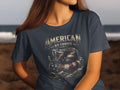 Dark t-shirt with American flag snake and 