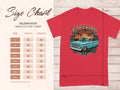 Gildan 5000 Heavy Cotton T-Shirt size chart with width and length measurements in inches.