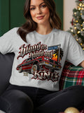 Lowrider graphic tee with red and black car, 