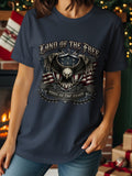 Navy t-shirt with eagle, American flag, and 