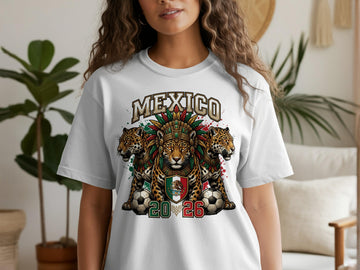 Mexico 2026 Soccer T-Shirt, Majestic Jaguar Aztec Design, Mexican Pride Apparel