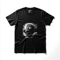 Black t-shirt with black and white graphic of Jesus Christ on the cross.