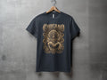Dark t-shirt with Chicana graphic of a woman holding a person.