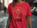 Red t-shirt with 2026 FIFA World Cup North America logo.