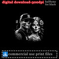 Halftone skull couple illustration with 