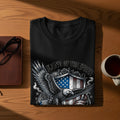 Black t-shirt with eagle, shield, and 