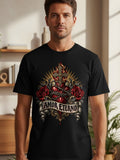 Black t-shirt with a Sacred Heart design and 