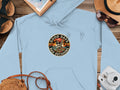 Light blue hoodie with 