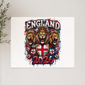 England 2026 logo with three lions, crown, and soccer balls.