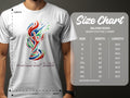 Gildan 5000 size chart for World Cup 2026 t-shirts, showing width and length measurements.