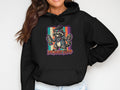 Raccoon wearing bandana, holding spray paint cans, with 